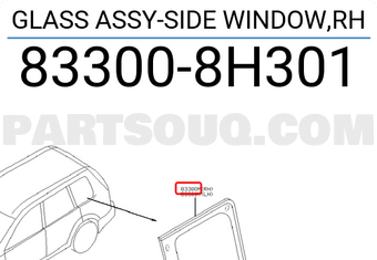 Nissan 833008H301 GLASS ASSY-SIDE WINDOW,RH