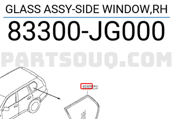 Nissan 83300JG000 GLASS ASSY-SIDE WINDOW,RH