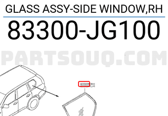 Nissan 83300JG100 GLASS ASSY-SIDE WINDOW,RH