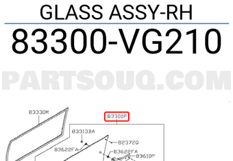 Nissan 83300VG210 GLASS ASSY-RH