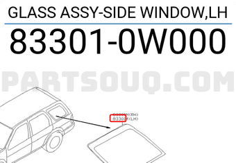 Nissan 833010W000 GLASS ASSY-SIDE WINDOW,LH