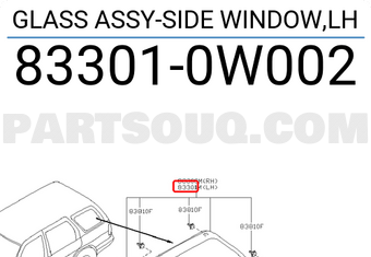 Nissan 833010W002 GLASS ASSY-SIDE WINDOW,LH