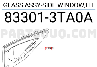 Nissan 833013TA0A GLASS ASSY-SIDE WINDOW,LH