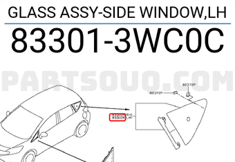 Nissan 833013WC0C GLASS ASSY-SIDE WINDOW,LH