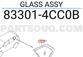 Nissan 833014CC0B GLASS ASSY