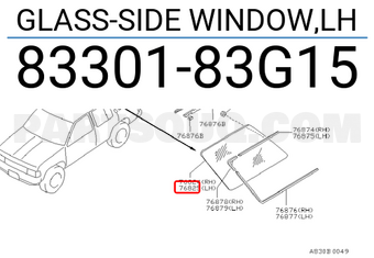 Nissan 8330183G15 GLASS-SIDE WINDOW,LH