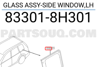Nissan 833018H301 GLASS ASSY-SIDE WINDOW,LH
