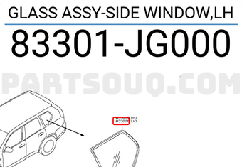 Nissan 83301JG000 GLASS ASSY-SIDE WINDOW,LH