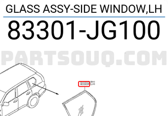 Nissan 83301JG100 GLASS ASSY-SIDE WINDOW,LH