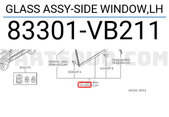 Nissan 83301VB211 GLASS ASSY-SIDE WINDOW,LH