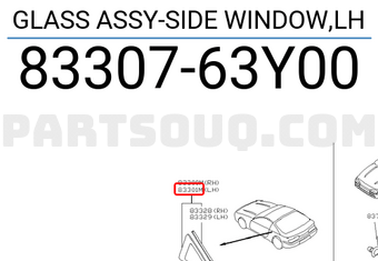 Nissan 8330763Y00 GLASS ASSY-SIDE WINDOW,LH