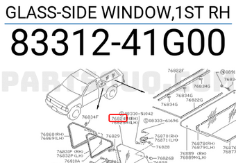 Nissan 8331241G00 GLASS-SIDE WINDOW,1ST RH