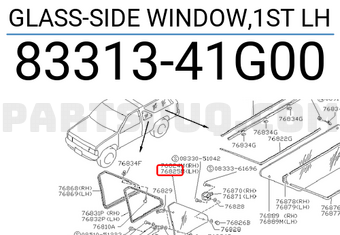 Nissan 8331341G00 GLASS-SIDE WINDOW,1ST LH