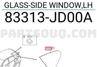 Nissan 83313JD00A GLASS-SIDE WINDOW,LH