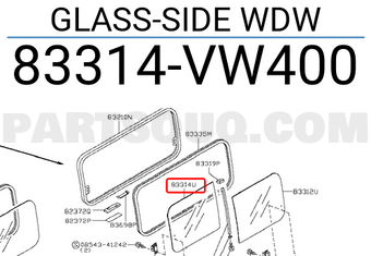 Nissan 83314VW400 GLASS-SIDE WDW
