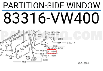 Nissan 83316VW400 PARTITION-SIDE WINDOW