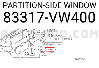 Nissan 83317VW400 PARTITION-SIDE WINDOW