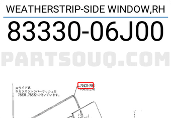 Nissan 8333006J00 WEATHERSTRIP-SIDE WINDOW,RH