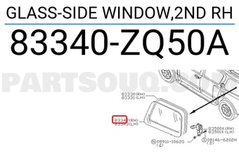 Nissan 83340ZQ50A GLASS-SIDE WINDOW,2ND RH