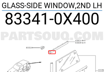 Nissan 833410X400 GLASS-SIDE WINDOW,2ND LH