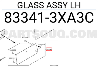 Nissan 833413XA3C GLASS ASSY LH