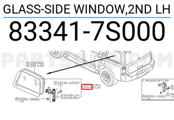 Nissan 833417S000 GLASS-SIDE WINDOW,2ND LH