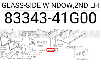 Nissan 8334341G00 GLASS-SIDE WINDOW,2ND LH