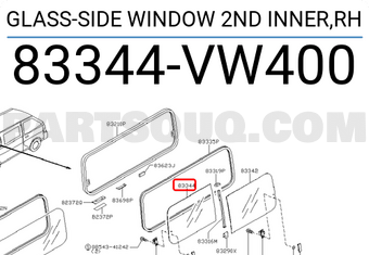 Nissan 83344VW400 GLASS-SIDE WINDOW 2ND INNER,RH