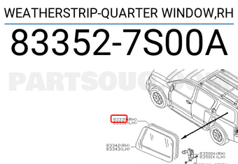 Nissan 833527S00A WEATHERSTRIP-QUARTER WINDOW,RH