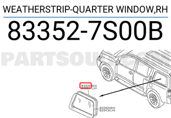 Nissan 833527S00B WEATHERSTRIP-QUARTER WINDOW,RH