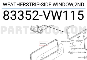 Nissan 83352VW115 WEATHERSTRIP-SIDE WINDOW,2ND