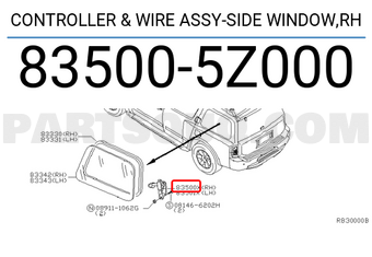 Nissan 835005Z000 CONTROLLER & WIRE ASSY-SIDE WINDOW,RH