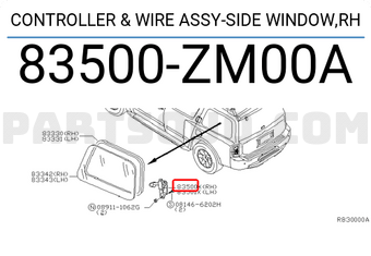 Nissan 83500ZM00A CONTROLLER & WIRE ASSY-SIDE WINDOW,RH