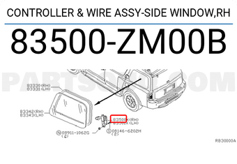 Nissan 83500ZM00B CONTROLLER & WIRE ASSY-SIDE WINDOW,RH