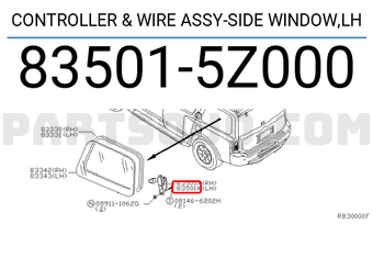 Nissan 835015Z000 CONTROLLER & WIRE ASSY-SIDE WINDOW,LH