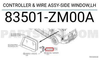Nissan 83501ZM00A CONTROLLER & WIRE ASSY-SIDE WINDOW,LH