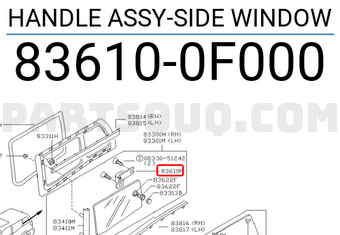 Nissan 836100F000 HANDLE ASSY-SIDE WINDOW