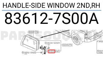 Nissan 836127S00A HANDLE-SIDE WINDOW 2ND,RH