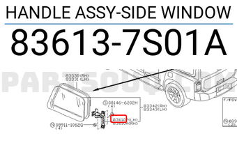 Nissan 836137S01A HANDLE ASSY-SIDE WINDOW
