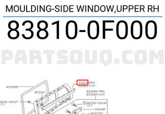 Nissan 838100F000 MOULDING-SIDE WINDOW,UPPER RH
