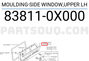 Nissan 838110X000 MOULDING-SIDE WINDOW,UPPER LH
