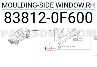 Nissan 838120F600 MOULDING-SIDE WINDOW,RH
