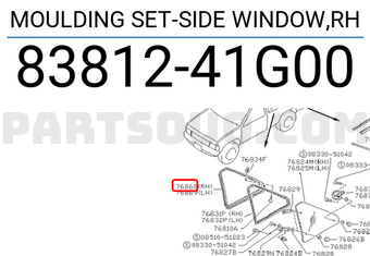 Nissan 8381241G00 MOULDING SET-SIDE WINDOW,RH