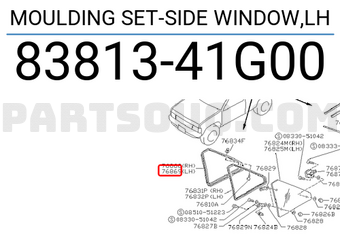Nissan 8381341G00 MOULDING SET-SIDE WINDOW,LH