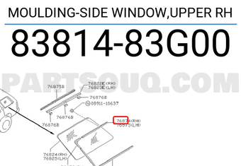Nissan 8381483G00 MOULDING-SIDE WINDOW,UPPER RH