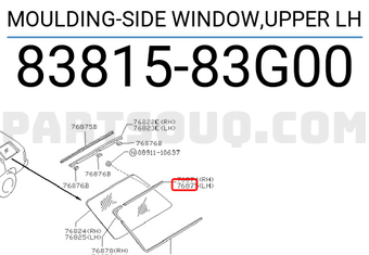 Nissan 8381583G00 MOULDING-SIDE WINDOW,UPPER LH