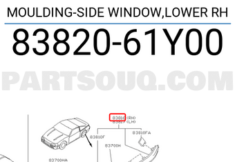 Nissan 8382061Y00 MOULDING-SIDE WINDOW,LOWER RH