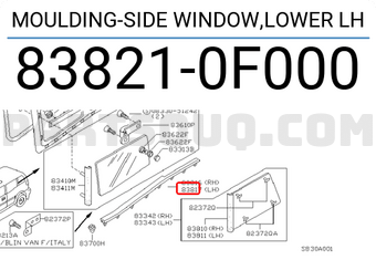 Nissan 838210F000 MOULDING-SIDE WINDOW,LOWER LH