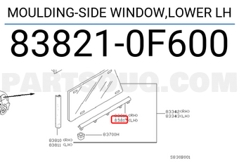 Nissan 838210F600 MOULDING-SIDE WINDOW,LOWER LH