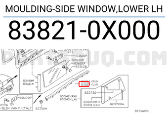 Nissan 838210X000 MOULDING-SIDE WINDOW,LOWER LH